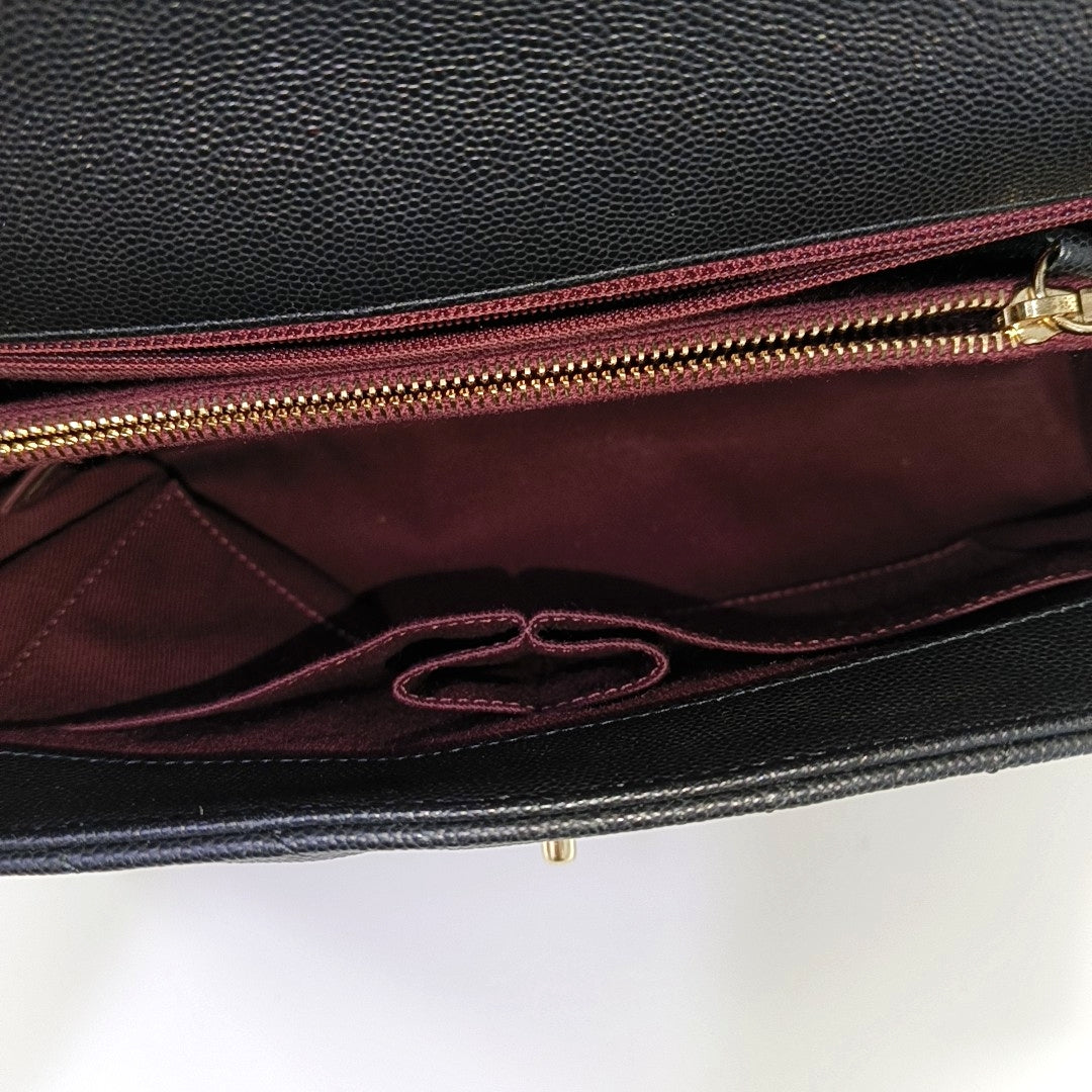 COCO HANDLE Medium Chevron Grained Calfskin Black