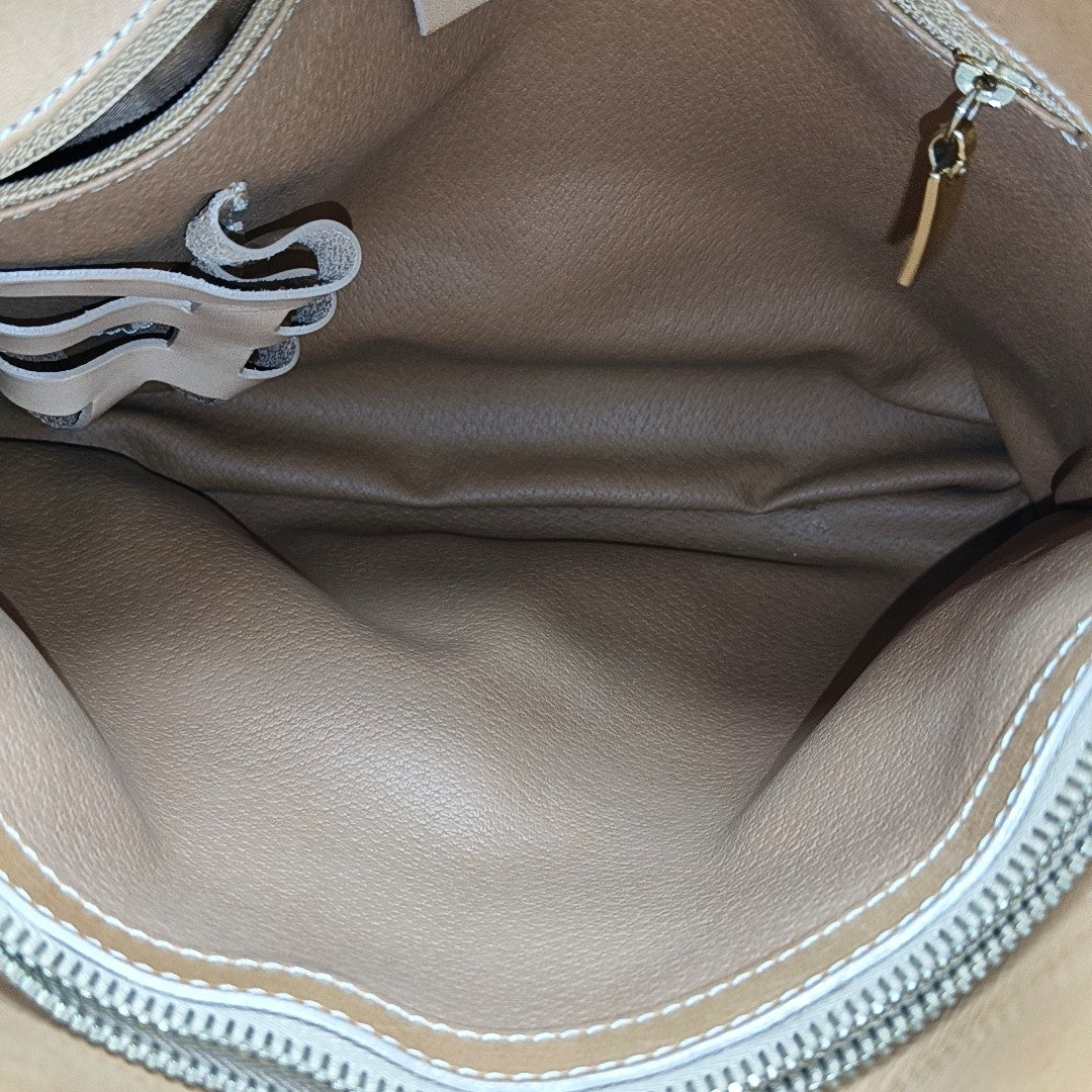 Coated Canvas Tote Bag Beige