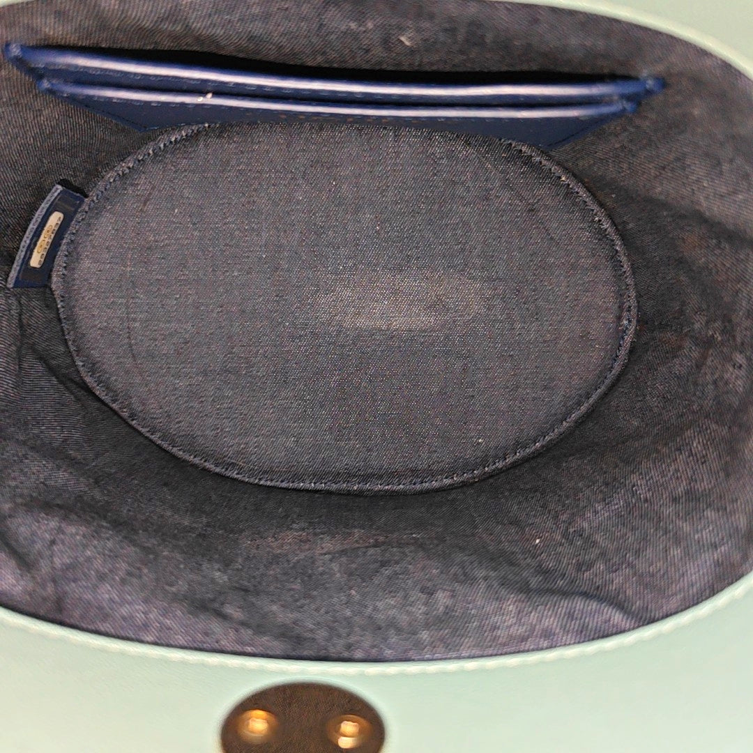 Round Vanity Quilted Lambskin Blue