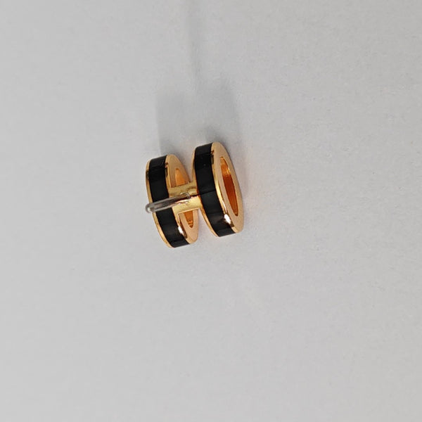 Pop H Metal Black Stud Earrings