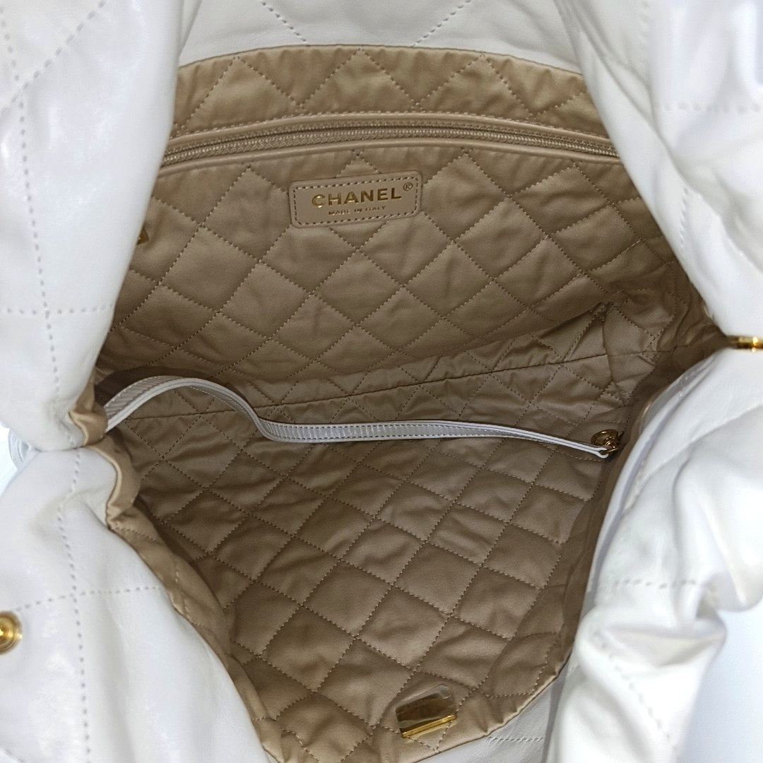 CHANEL 22 Small Quilted Calfskin White