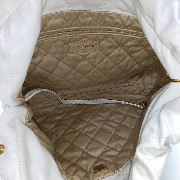 CHANEL 22 Small Quilted Calfskin White