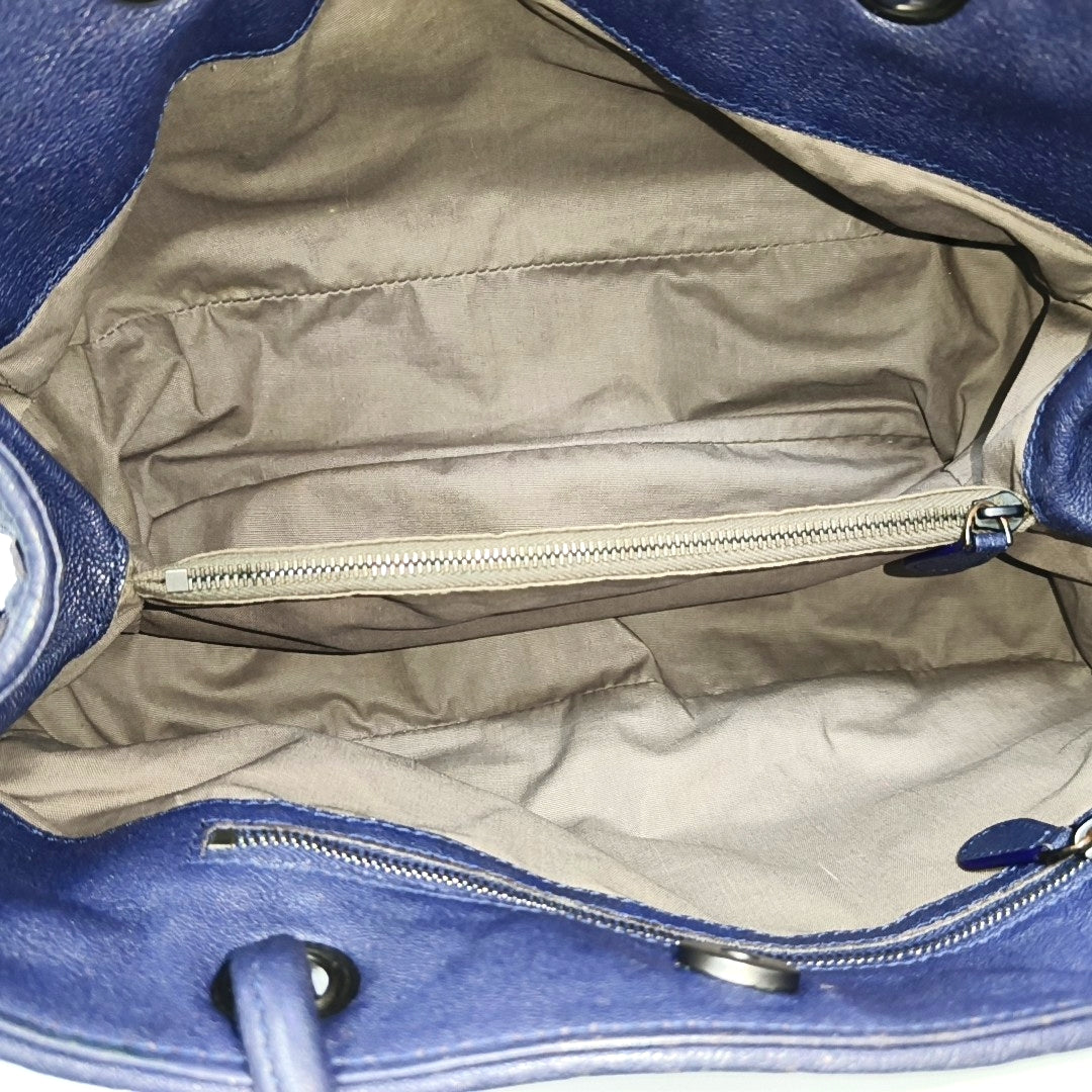 Lambskin Top Handle Bag Blue