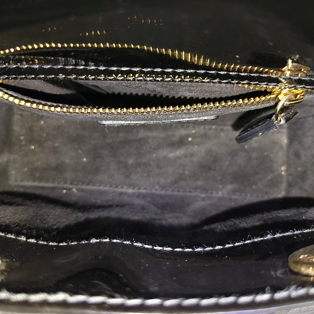 Lady Dior Mini Cannage Patent Leather Black