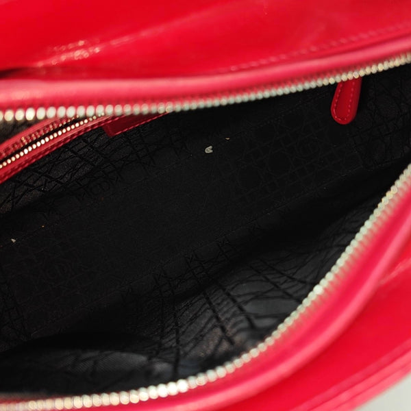 Lady Dior Large Cannage Patent Leather Red