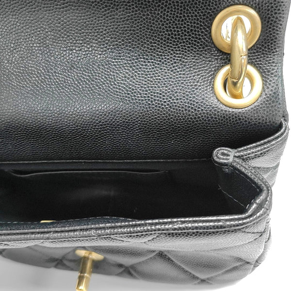 Medium Quilted Grained Calfskin Black