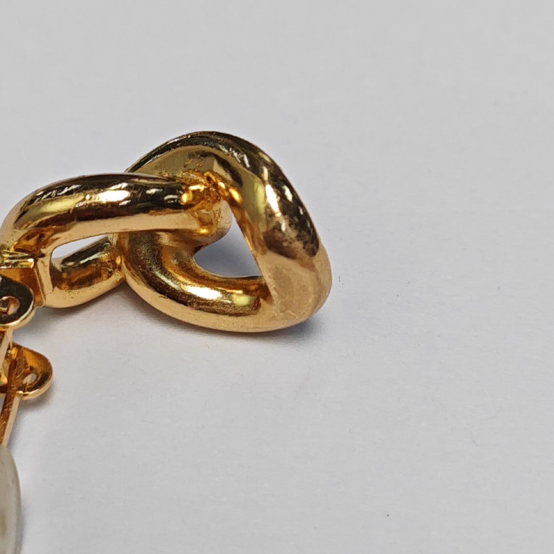Twist Round Metal Gold Clip On Earrings
