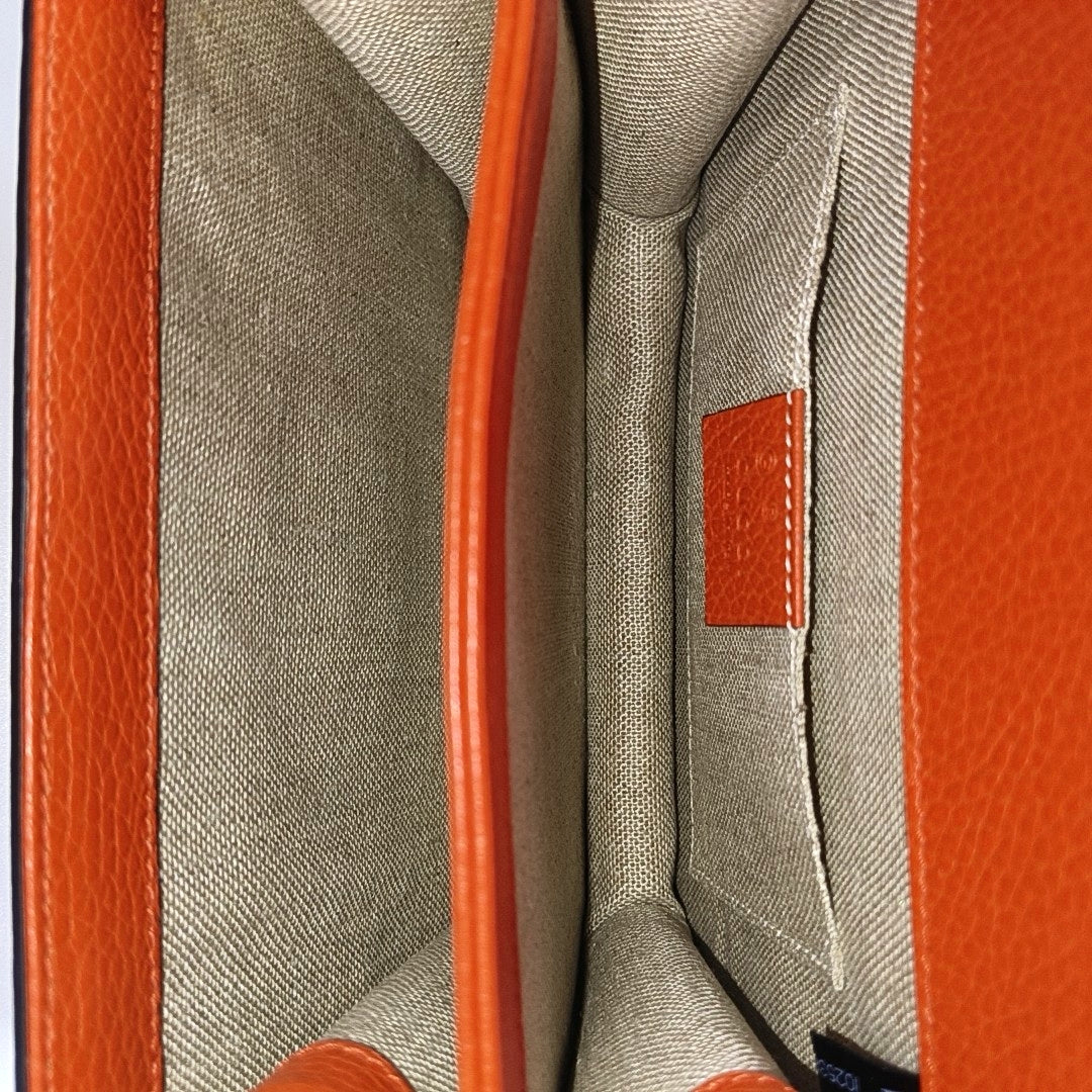 Interlocking G Small Calfskin Orange