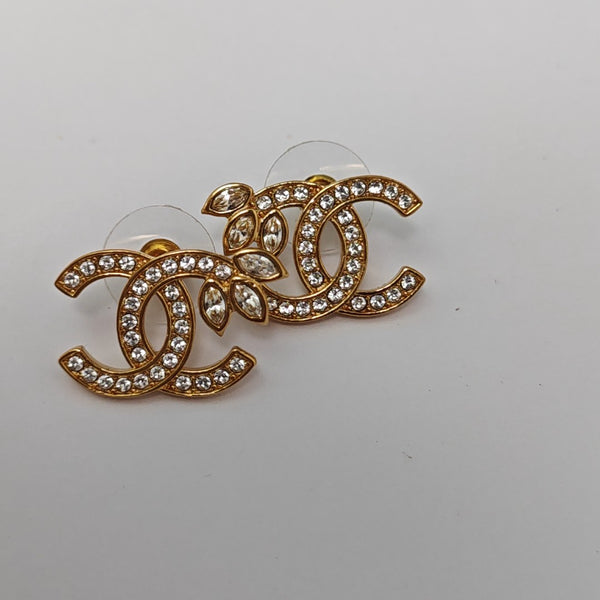CC Logo Metal Gold Stud Earrings