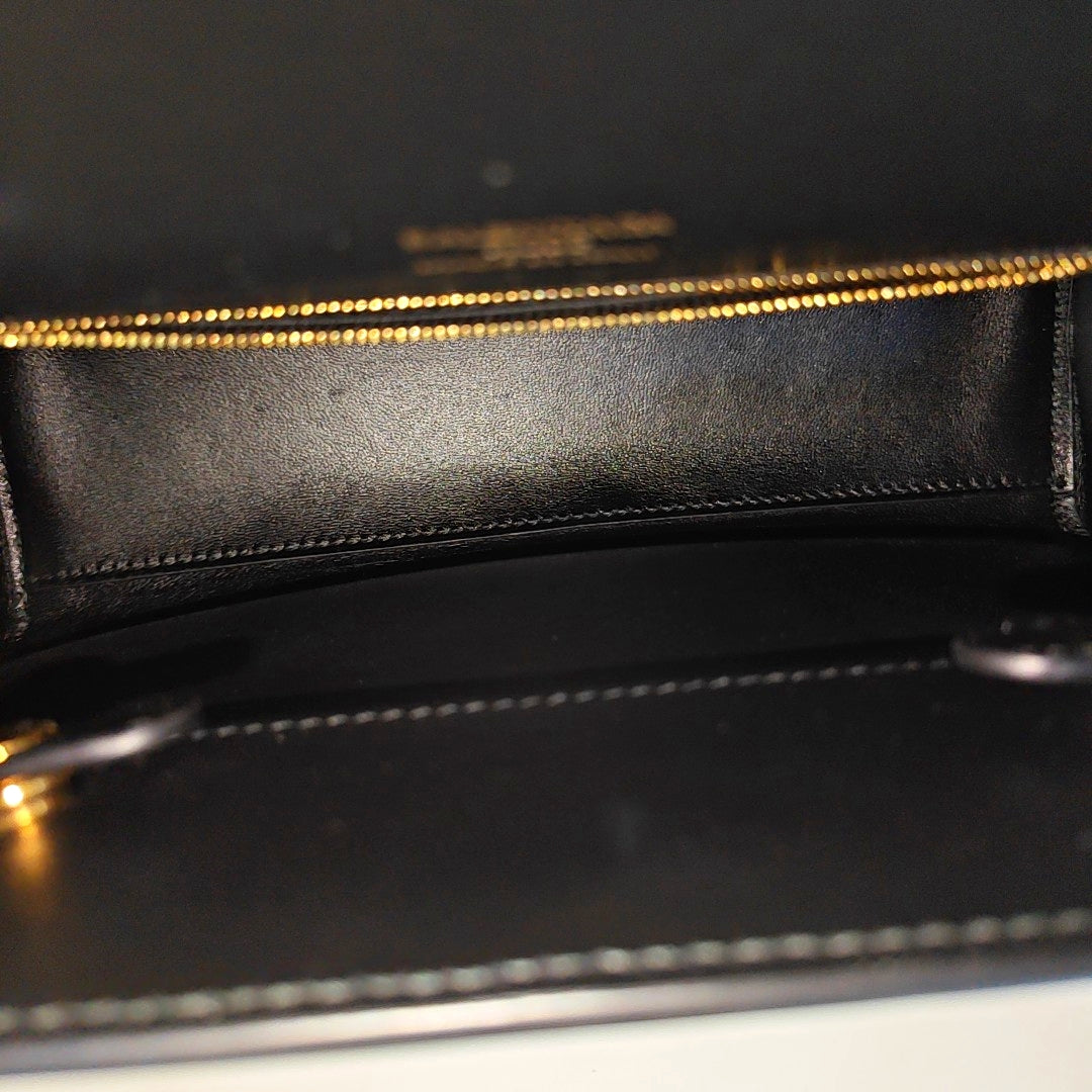 Calfskin Top Handle Bag Black