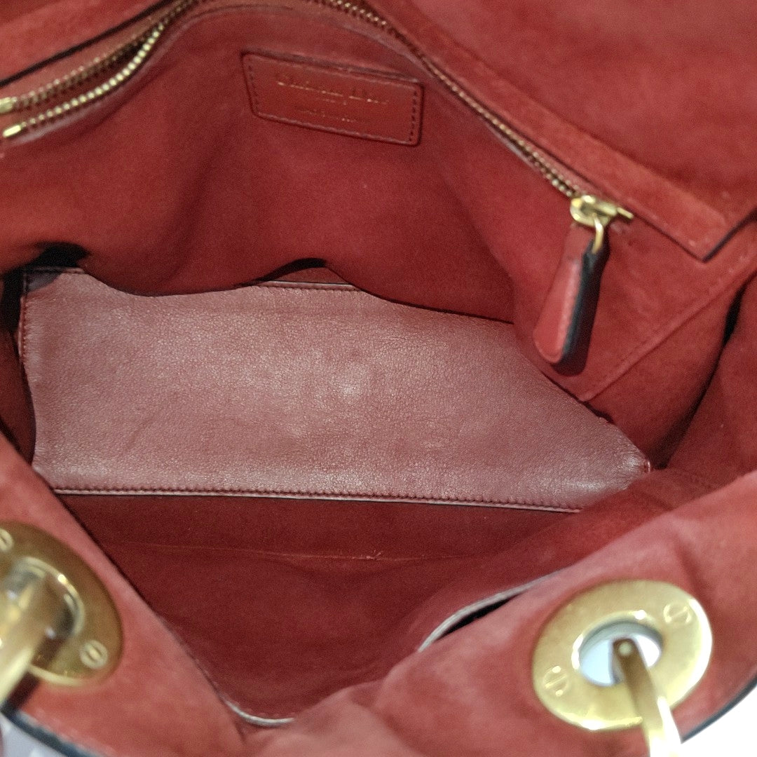 Lady Dior Mediano Piel de Becerro Roja