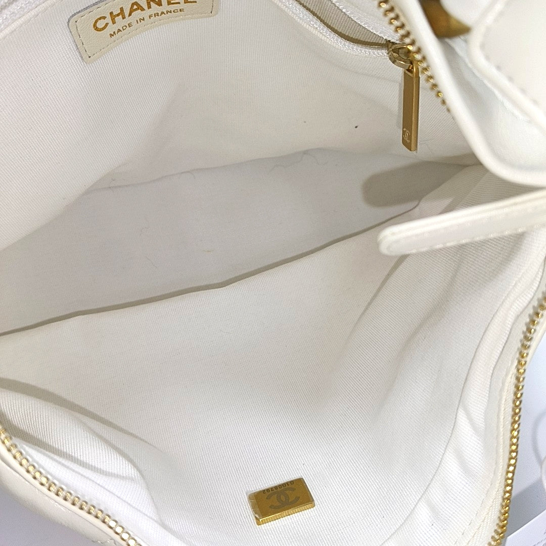 Quilted Calfskin Shoulder Bag White