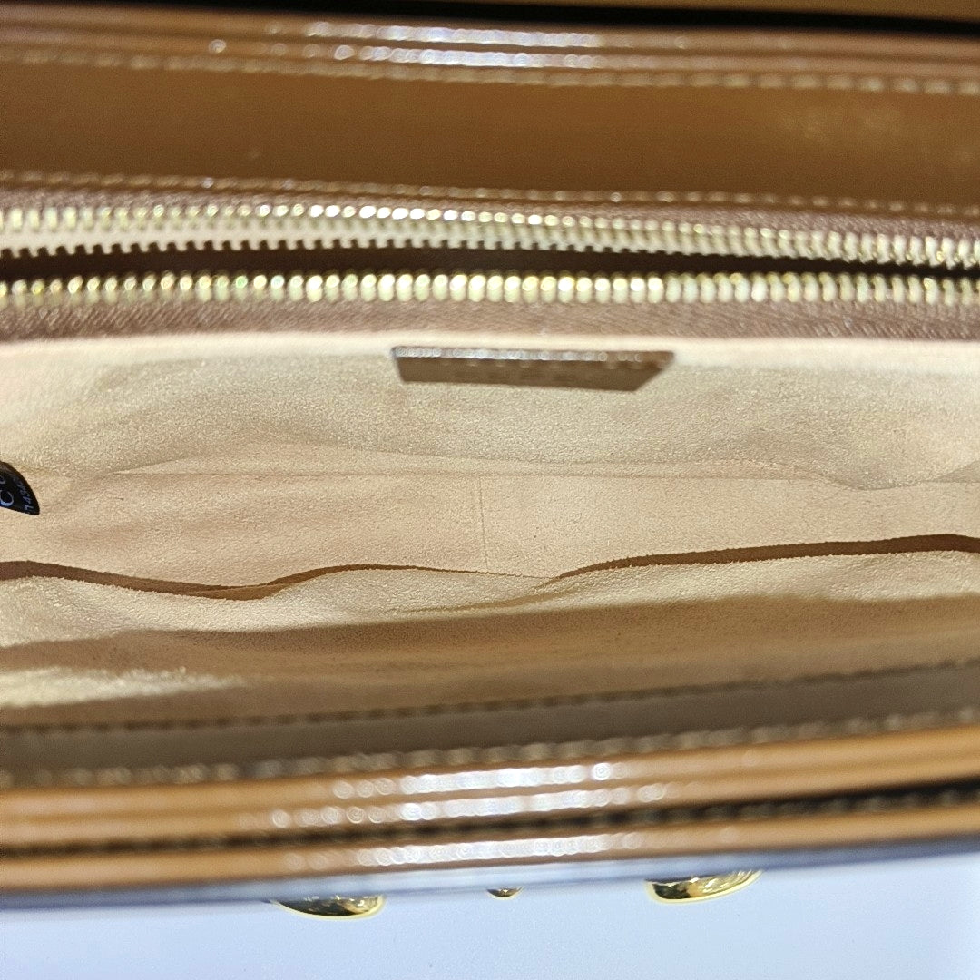 Horsebit 1955 Medium Monogram Coated Canvas Beige