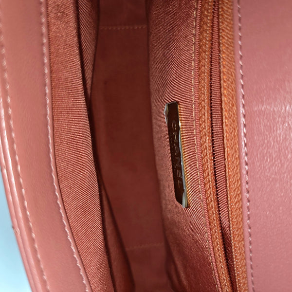 CHAIN INFINITY TOP HANDLE Quilted Calfskin Pink