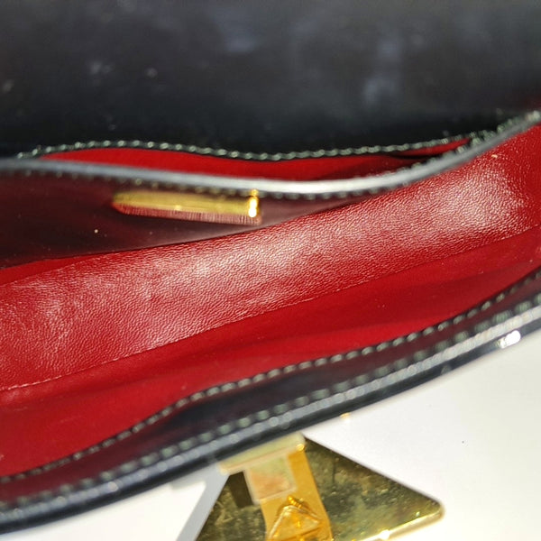Patent Leather Top Handle Bag Black