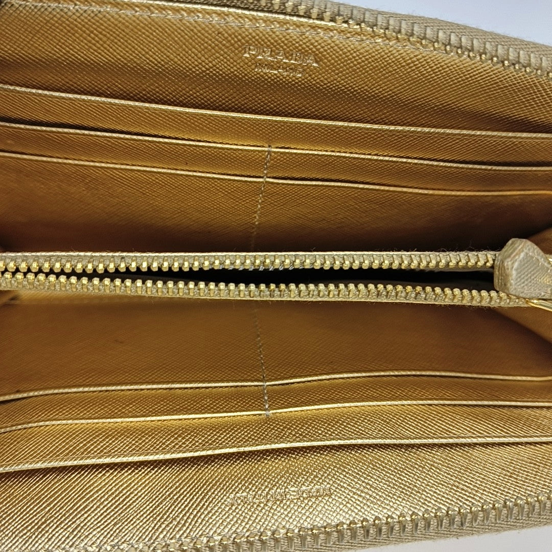 Saffiano Calfskin Wallet Gold