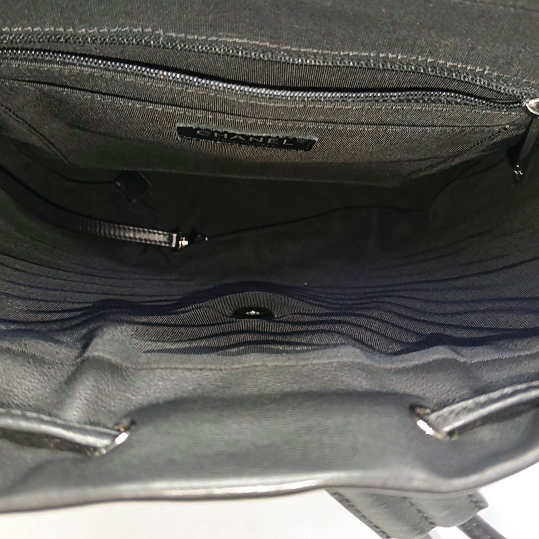 Chevron Calfskin Backpack Black