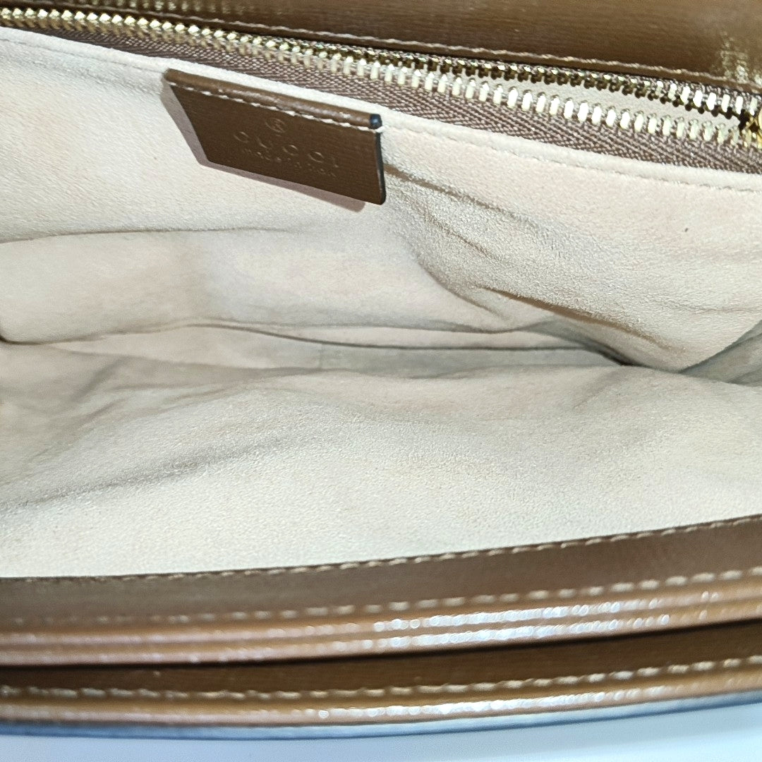 Horsebit 1955 Medium Monogram Coated Canvas Beige