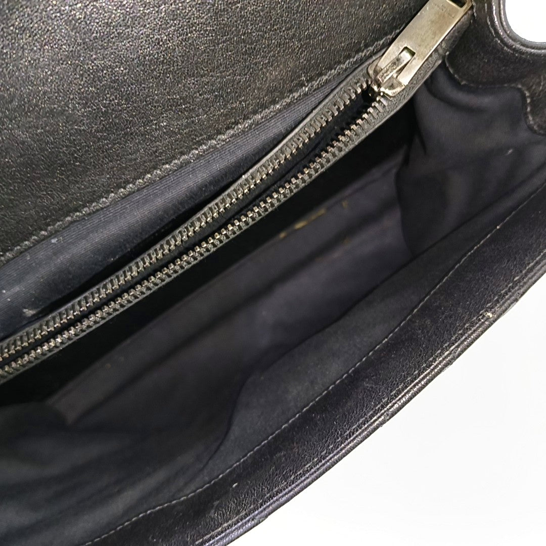 COLLEGE Large Chevron, Quilted Lambskin Black