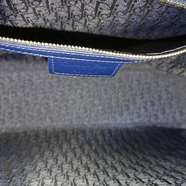 Lady Dior Large Cannage Patent Leather Blue