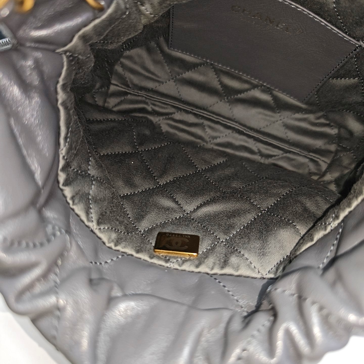 CHANEL 22 Mini Quilted Calfskin Gray