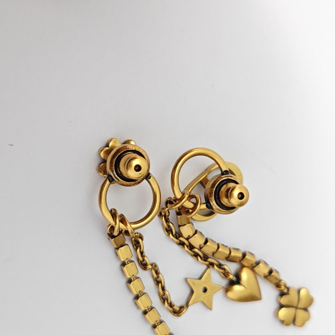 Lucky CD Metal Gold Stud Earrings