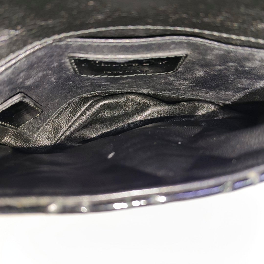 Cannage Patent Leather Shoulder Bag Black