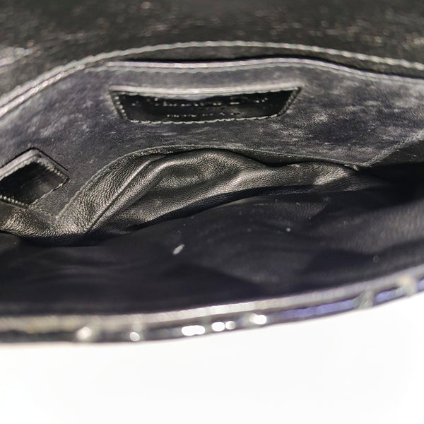 Cannage Patent Leather Shoulder Bag Black