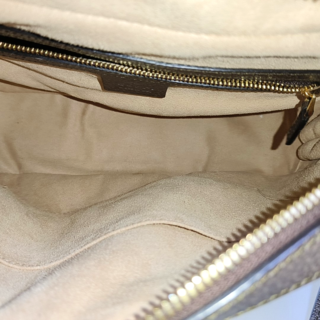 Ophidia Small Monogram Coated Canvas Beige