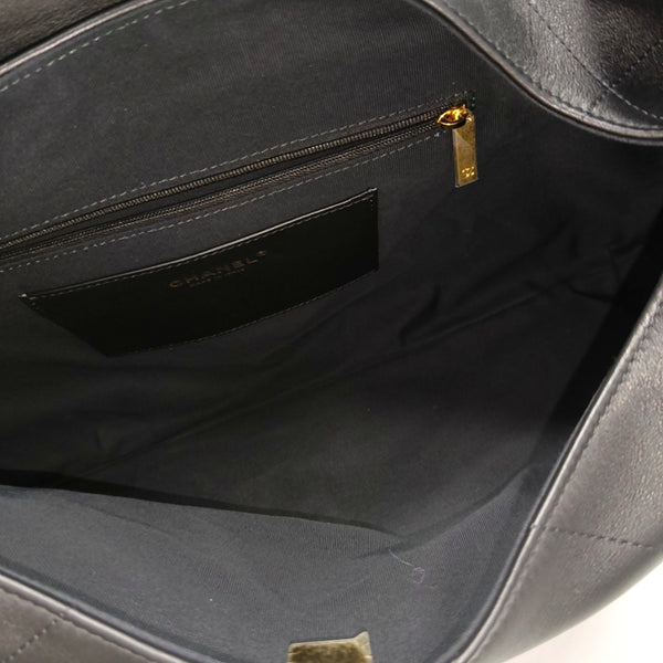 Quilted Calfskin Top Handle Bag Black