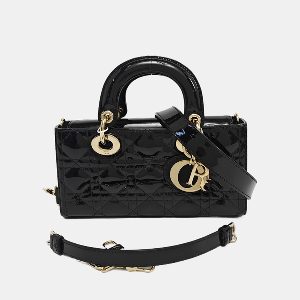 Lady Dior Small Cannage Patent Leather Black