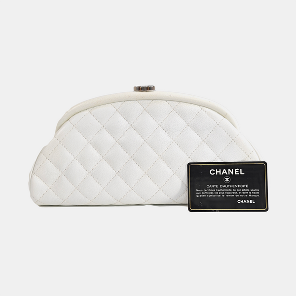 Quilted Lambskin Clutch White