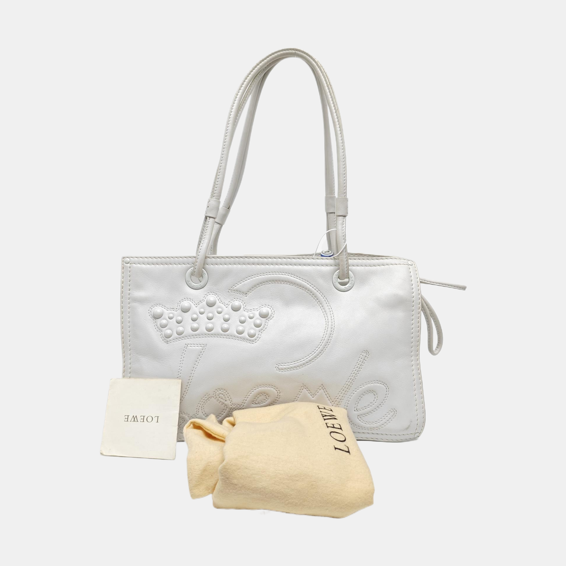 Quilted Calfskin Tote Bag White