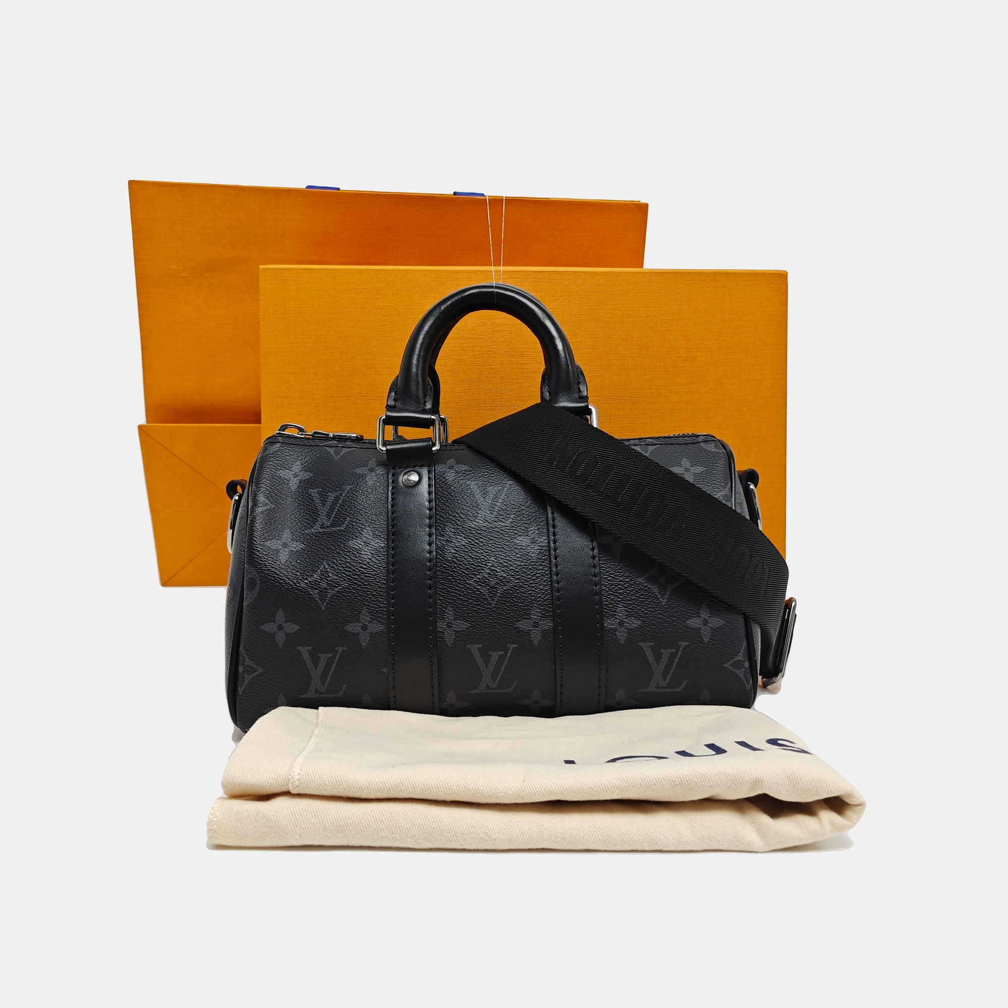 KEEPALL 25 Monogram Coated Canvas Black