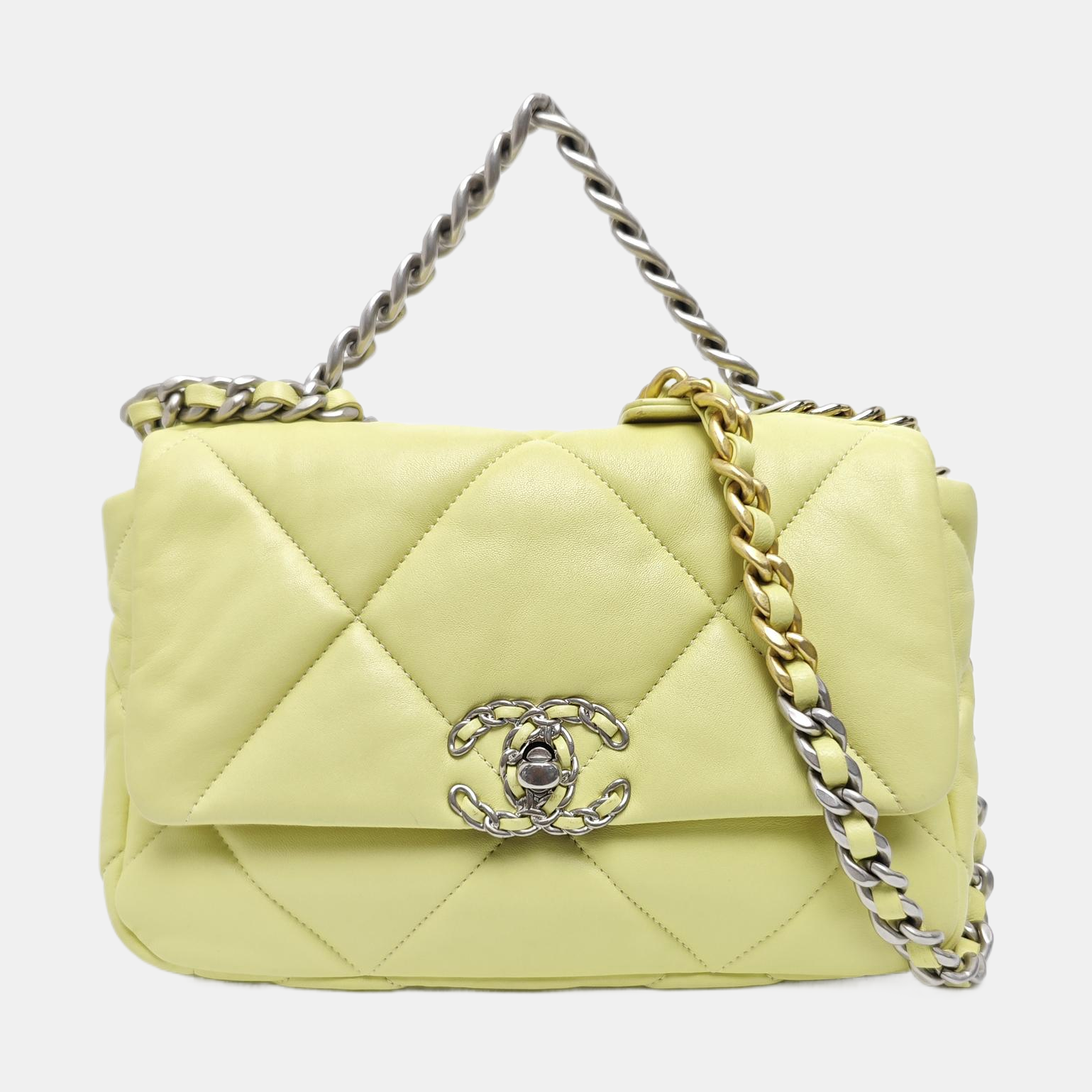 CHANEL 19 Small Quilted Lambskin Yellow