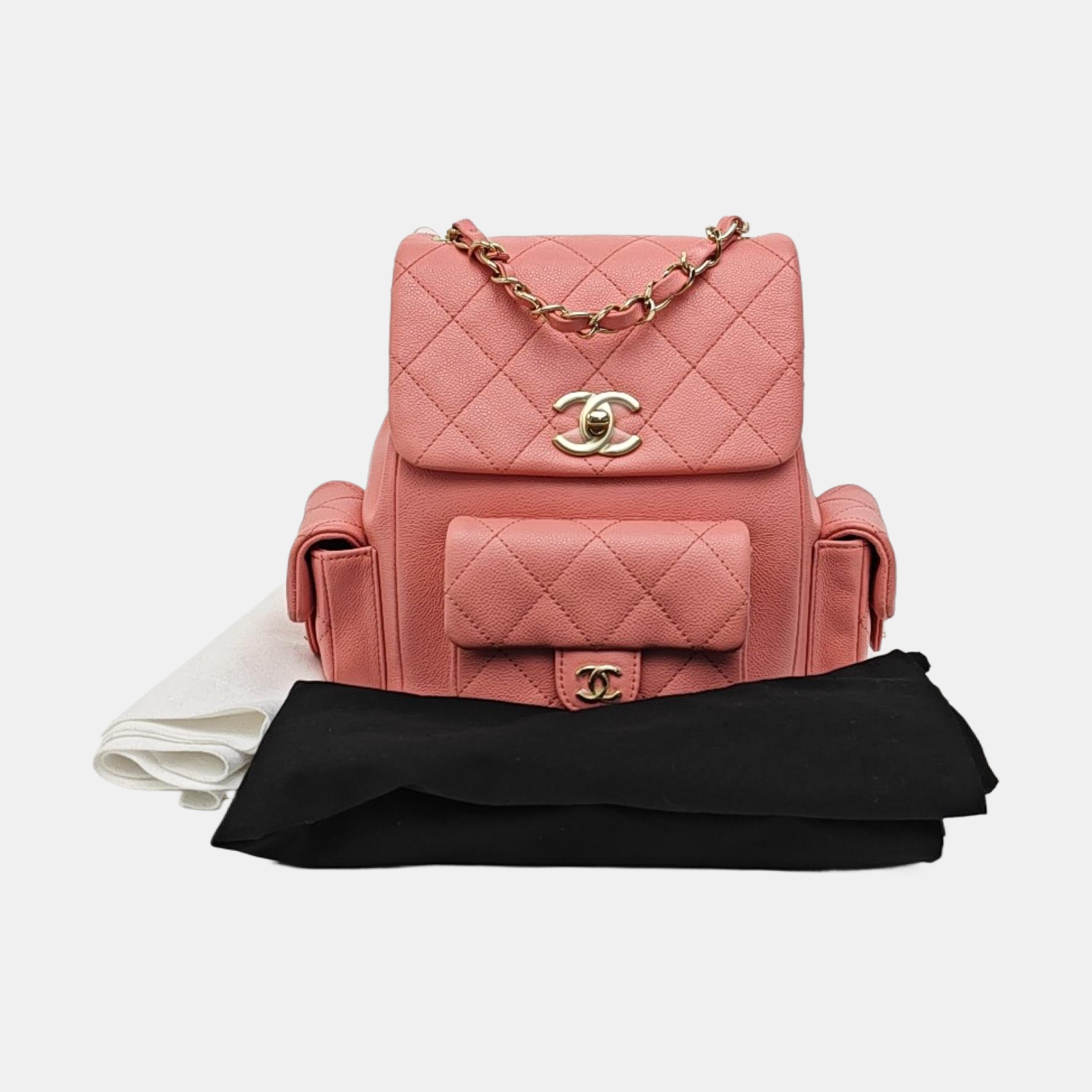 Quilted Grained Calfskin Backpack Small Pink