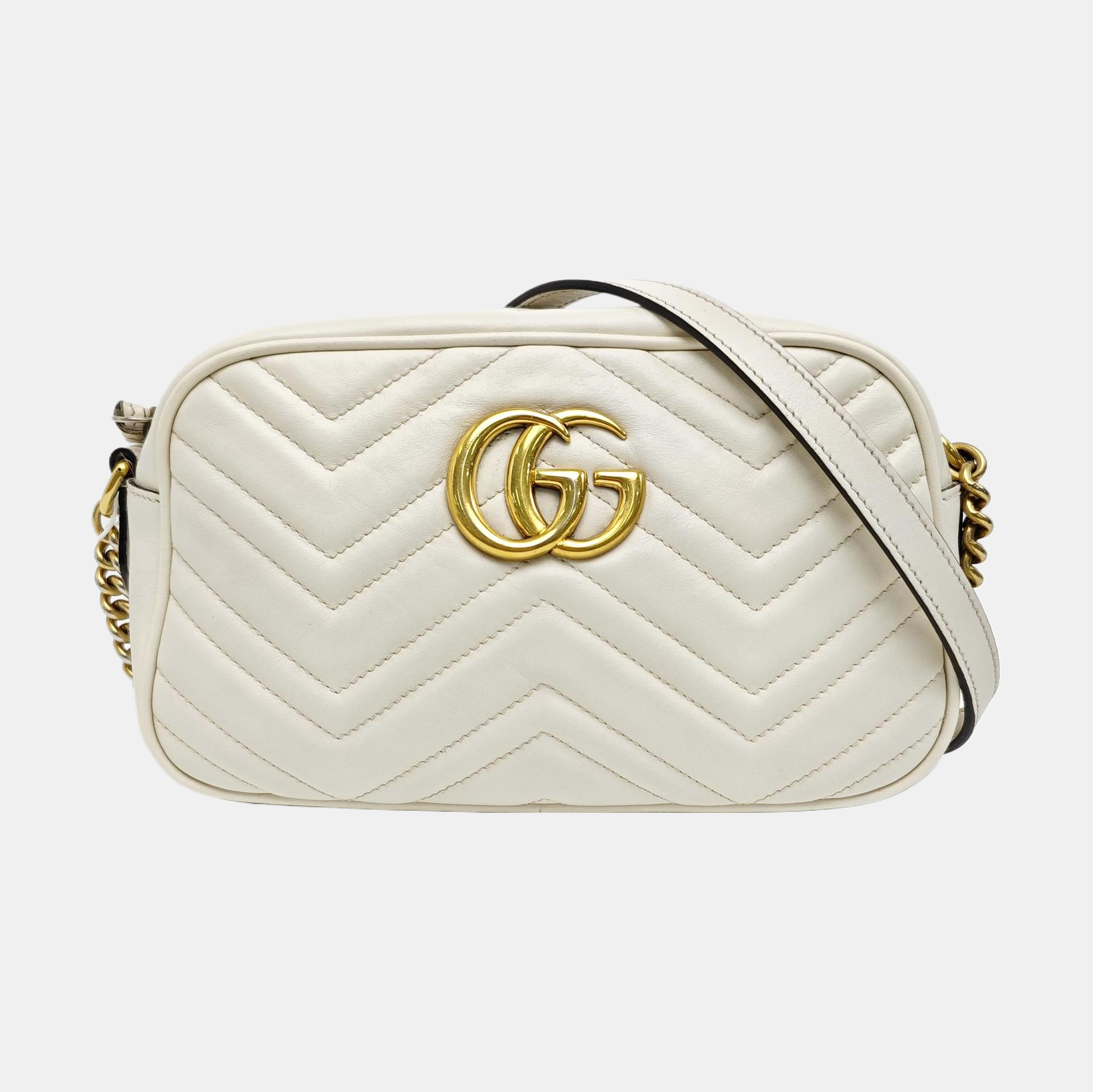 GG Marmont Small Quilted Calfskin White