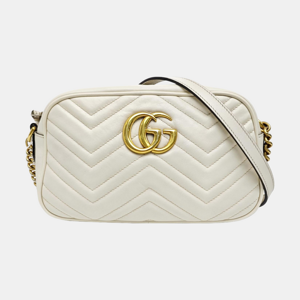 GG Marmont Small Quilted Calfskin White