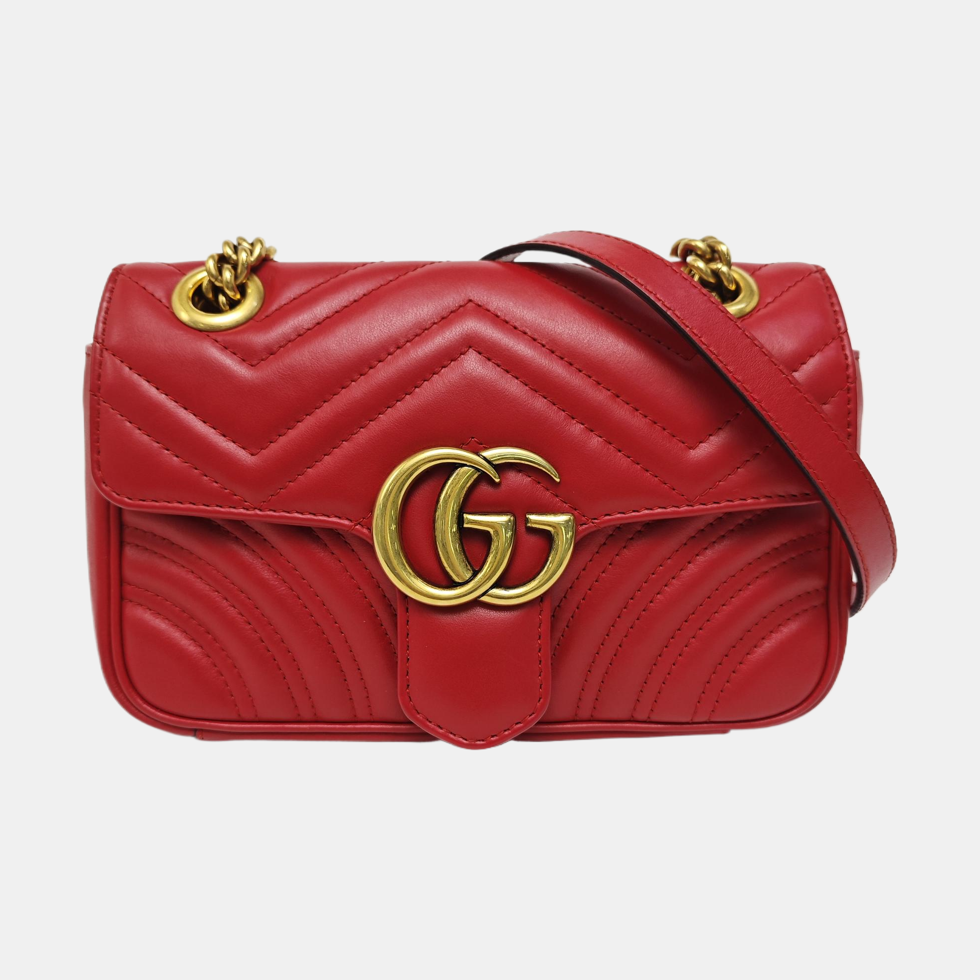 GG Marmont Small Quilted Calfskin Red
