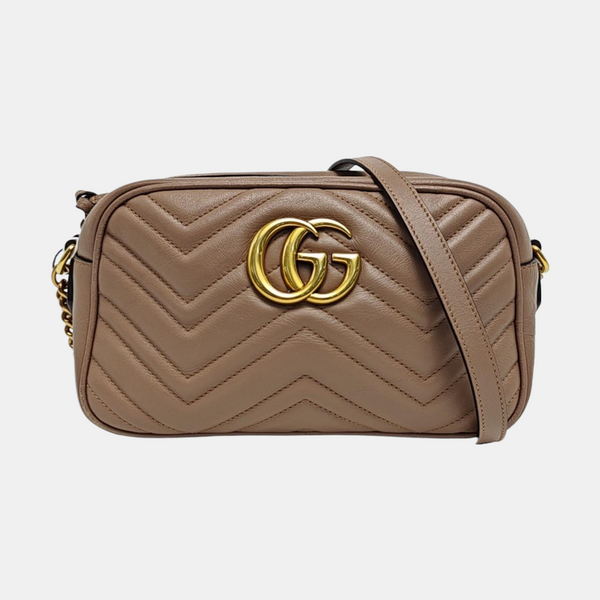 GG Marmont Small Quilted Calfskin Beige