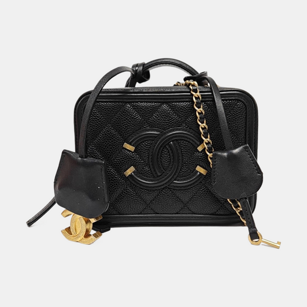 FILIGREE Small Quilted Grained Calfskin Black