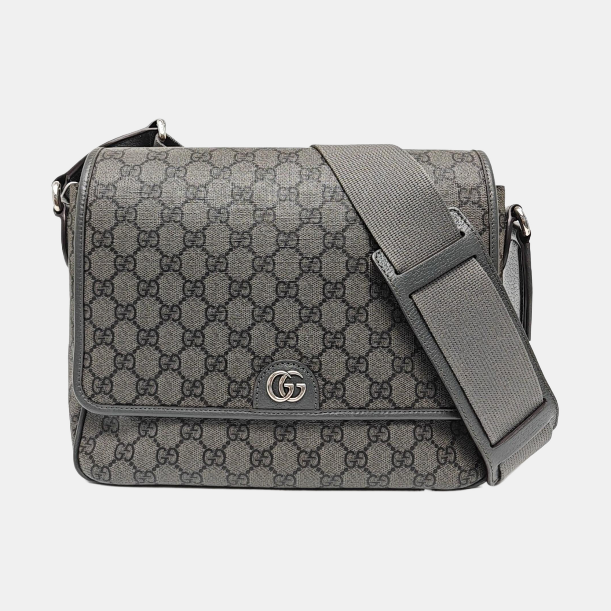 Ophidia Medium Monogram Coated Canvas Gray