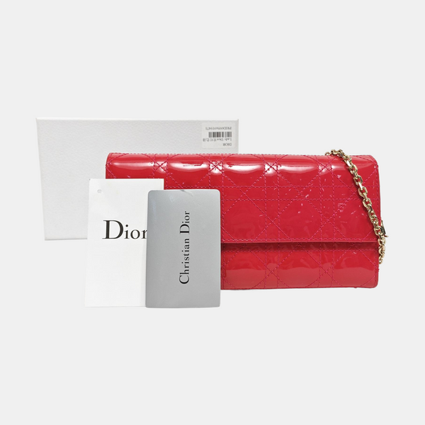 Lady Dior Cannage Piel de Charol Roja
