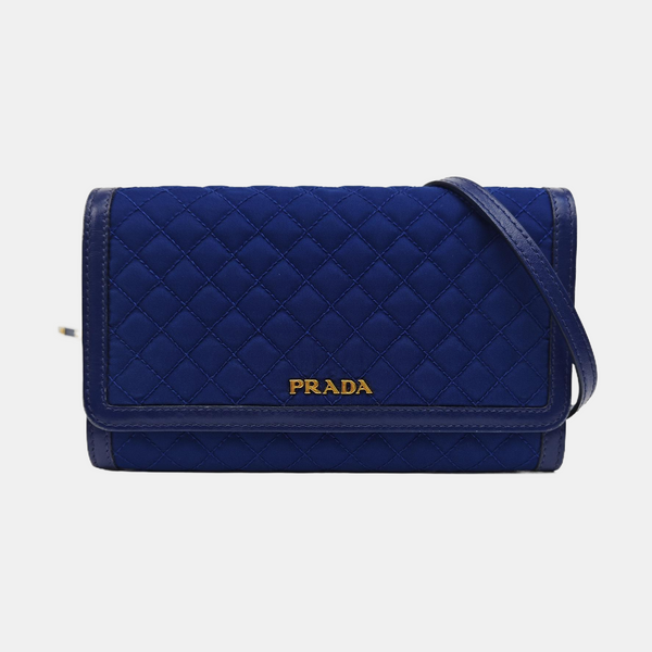 Quilted Fabric Shoulder Bag Blue