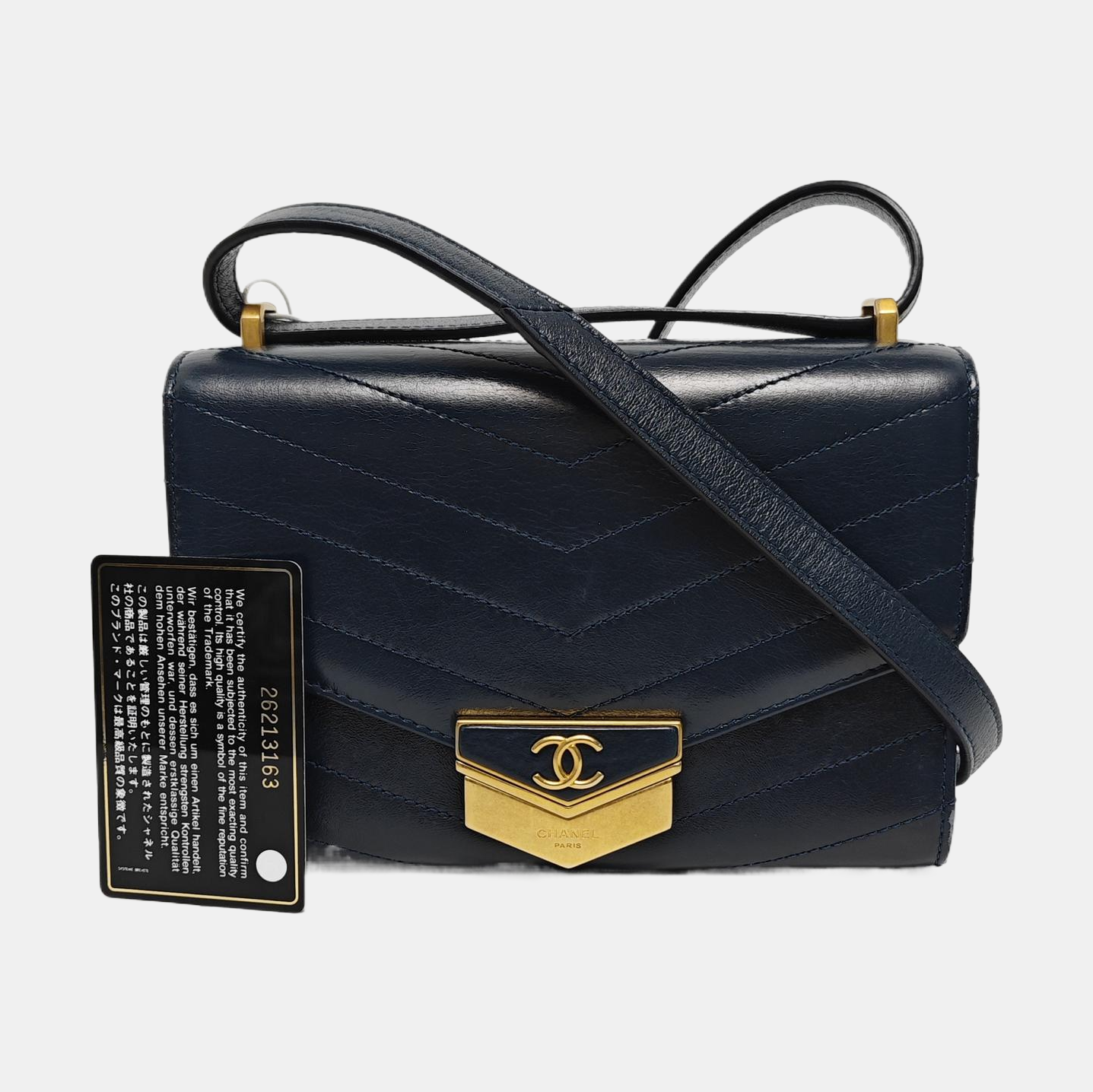 MEDAL ENVELOPE Chevron Calfskin Blue