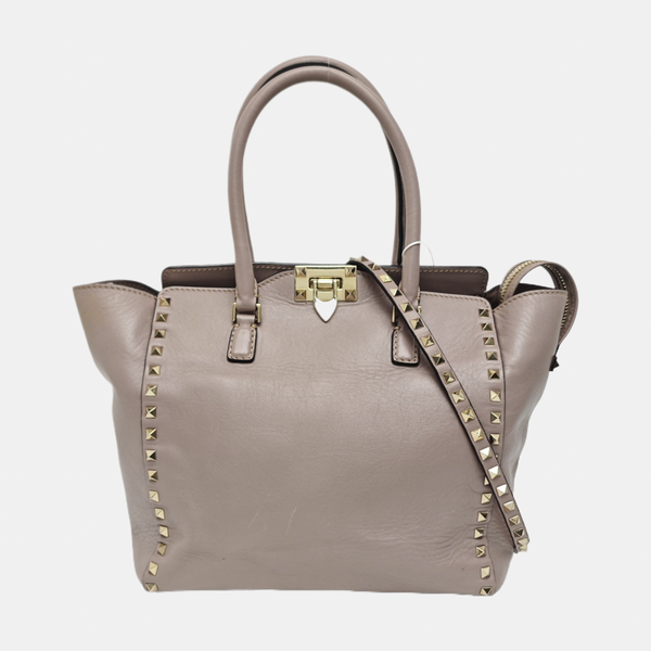 Rockstud Calfskin Gray