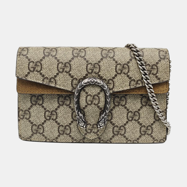 Dionysus Super Mini Monogram Coated Canvas Beige