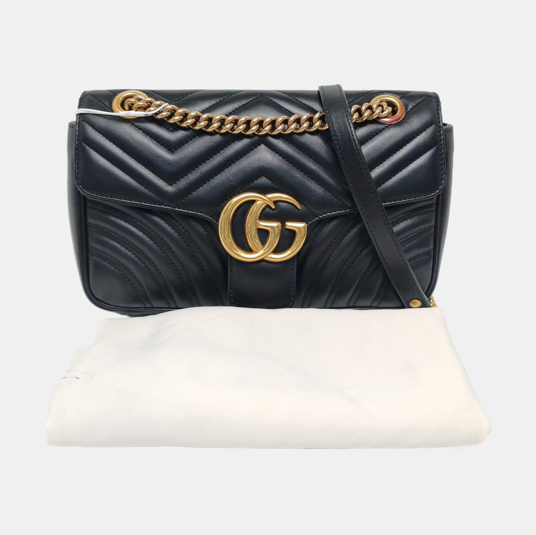 GG Marmont Medium Quilted Calfskin Black