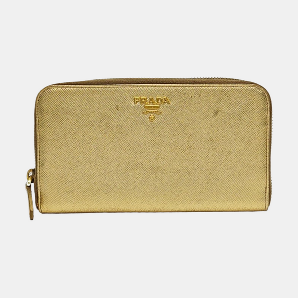 Saffiano Calfskin Wallet Gold