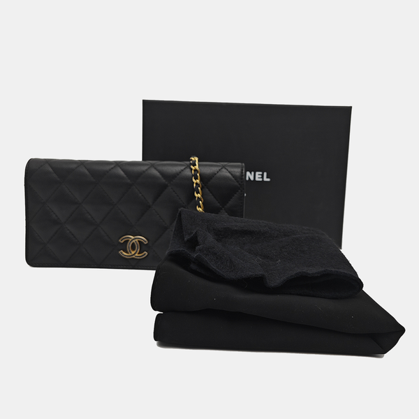 Quilted Grained Calfskin Shoulder Bag Black